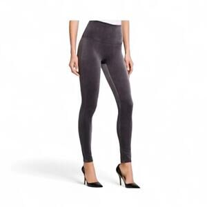 Spanx Velour Taupe Gray Soft Stretch Shaping Slim Dressy Pants Leggings, Medium
